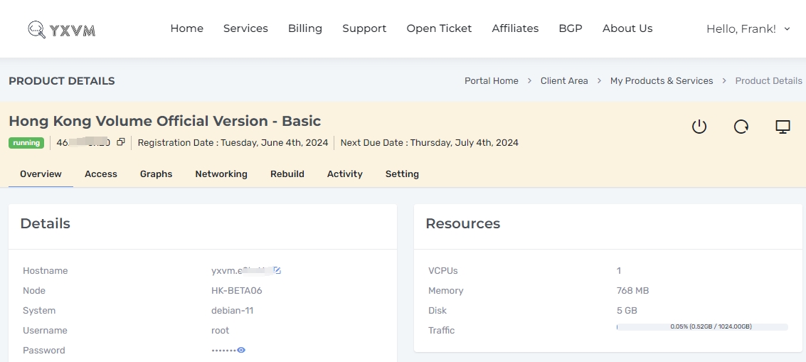 YXVM Hong Kong Volume Official Version - Basic VPS test 1.png